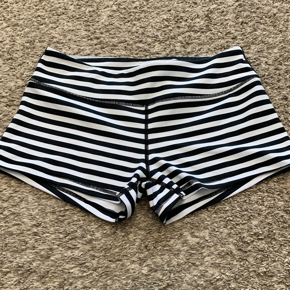 Born Primitive Black and White Striped Athletic Shorts